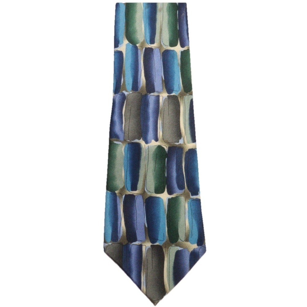 J. Garcia Silk Tie Men Collectors Edition Wired Crossroads Geometric 3.5"‎ Width